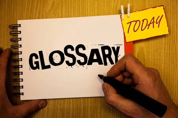 Handschrift Text Glossar Konzept Bedeutung Alphabetische Liste Von Begriffen Mit — Stockfoto