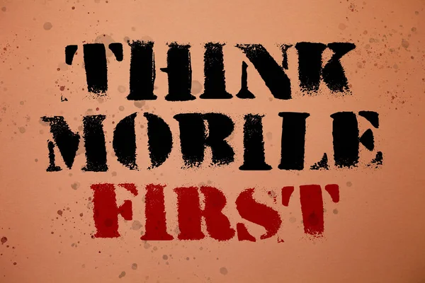 Handskrift Text Skriver Tänk Mobil Först Begreppet Mening Handheld Devises — Stockfoto