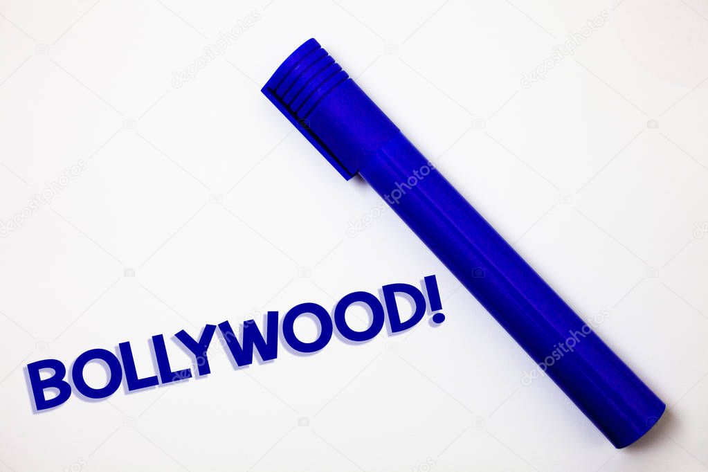 Handwriting text Bollywood Motivational Call. Concept meaning Hollywood Movie Film Entertainment Cinema Ideas messages white background blue marker feelings intentions