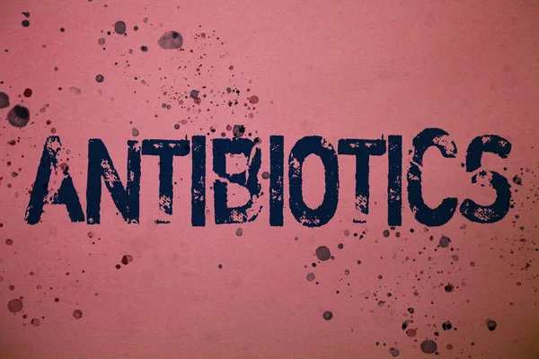Texte Manuscrit Antibiotiques Concept Signifiant Antibactérien Désinfectant Antibactérien Stérilisant Aseptique — Photo