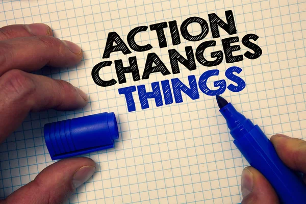 Texte Montrant Action Change Things Photo Conceptuelle Améliorer Pas Rester — Photo