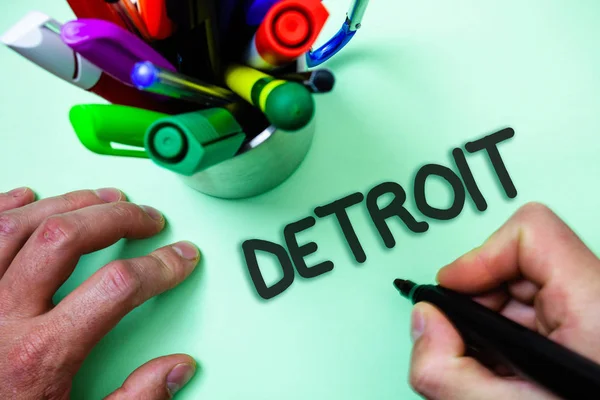 Text Sign Showing Detroit Conceptual Photo City United States America — Stock Photo, Image