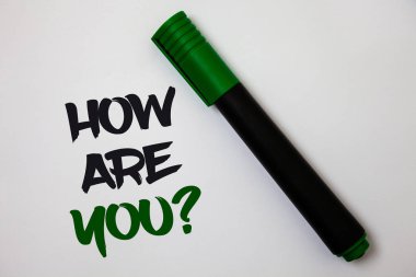 Kavramsal el nasıl Are sen soru gösterilen yazma. İş fotoğraf metin, hayat ve sağlık hakkında beyaz arka plan marker kalem güzel düşünceler mesaj fikir anılar soran Your Sağlık durumu
