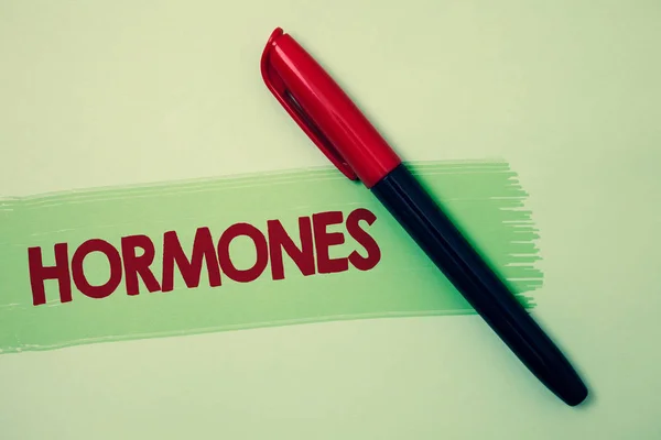 Kavramsal Hormonlar Gösterilen Yazma Fotoğraf Düzenleyici Madde Vitrine Hücreleri Fikirler — Stok fotoğraf