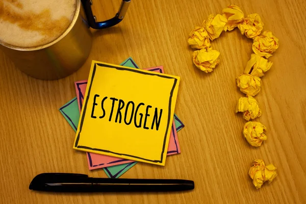 Zápis Poznámky Zobrazuje Estrogen Obchodní Fotografie Představí Skupina Hormonů Podporovat — Stock fotografie