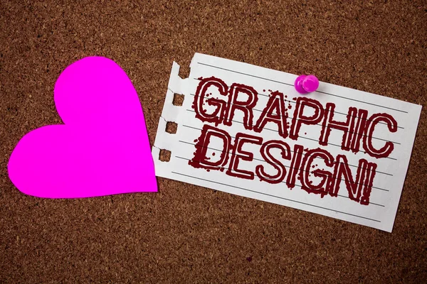 手書きテキスト グラフィック デザイン動機を呼び出します 概念の作品ノート紙グランジ アイデア ピンク ハート コルク背景愛素敵な広告テキスト画像を組み合わせることの芸術を意味 — ストック写真