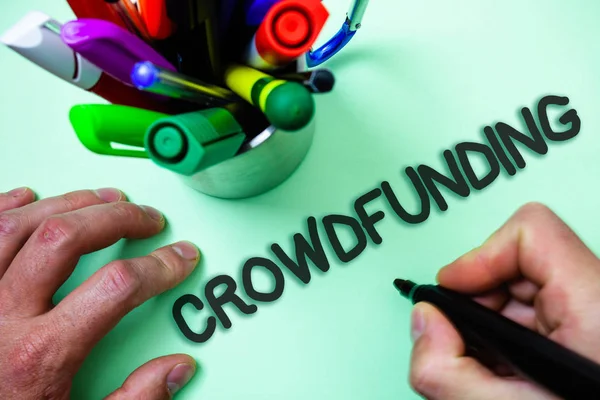 Text Sign Showing Crowdfunding Conceptual Photo Funding Project Raising Money — Stock Photo, Image