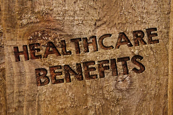 Texto Escrito Word Healthcare Benefits Conceito Negócio Para Ele Seguro — Fotografia de Stock