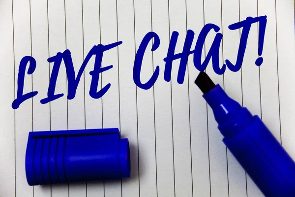 Schrijven Van Notitie Weergegeven Live Chat Motiverende Noemen Zakelijke Foto — Stockfoto