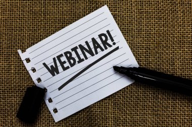 Webinar motivasyonel ara gösterilen Not yazma. Önemli ilham anılar aşk düşünceler iş fotoğraf vitrine Internet Uzaktan Eğitim Web e-öğrenim fikirler kağıt marker kalemler