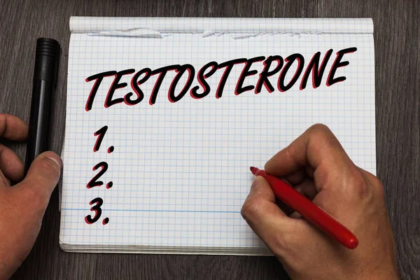 Handskrift Text Skriver Testosteron Begreppet Mening Manliga Hormoner Utveckling Och — Stockfoto