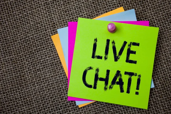 Handgeschreven Tekst Schrijven Live Chat Motiverende Noemen Begrip Betekenis Van — Stockfoto