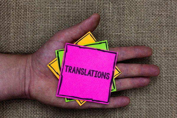 Texte Montrant Les Traductions Photo Conceptuelle Processus Écrit Imprimé Traduction — Photo