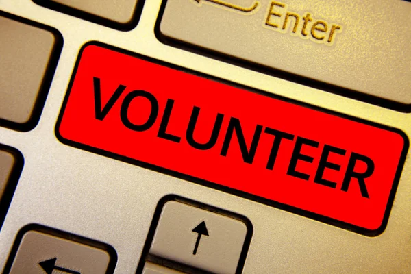 Sinal Texto Mostrando Voluntário Foto Conceitual Voluntariado Indivíduo Para Maior — Fotografia de Stock