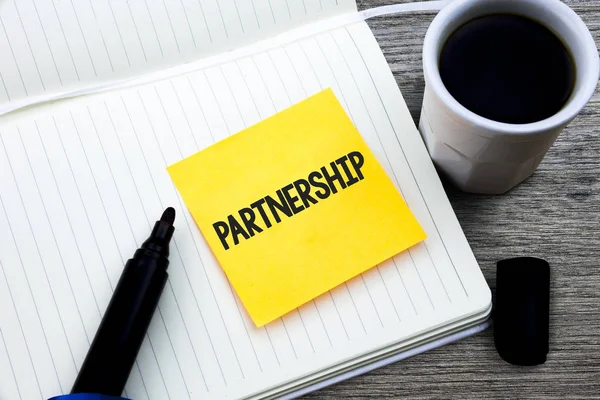 Testi Scritti Mano Partnership Concetto Significato Associazione Due Più Persone — Foto Stock