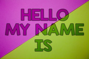 Kavramsal el yazma tanıtmak kendinizi biriyle görüşmeye vitrine Merhaba My adı şu ki iş fotoğraf yeni sunu pembe kireç gösterilen arka plan ileti düşünceler önemli bilgileri