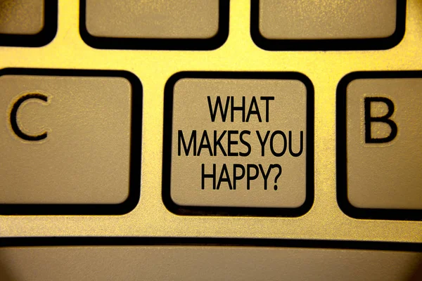텍스트 당신이 질문입니다 행복에 비즈니스 긍정적인 키보드 노란색 텍스트 컴퓨터 — 스톡 사진