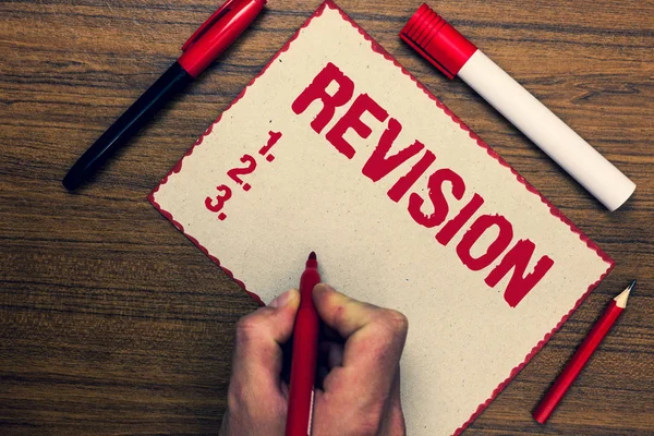 Handwriting Text Revision Concept Meaning Rechecking Proceeding Self Improvement Preparation — Stock Photo, Image