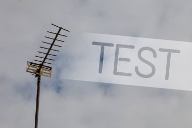 Writing note showing Test. Business photo showcasing Academic systemic procedure assess reliability durability proficiency Sky cloud cloudy grey gloomy tall big antenna nature rainy day weather clipart