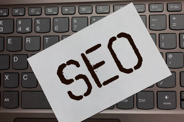 Signo Texto Que Muestra Seo Foto Conceptual Aumento Optimización Del —  Fotos de Stock