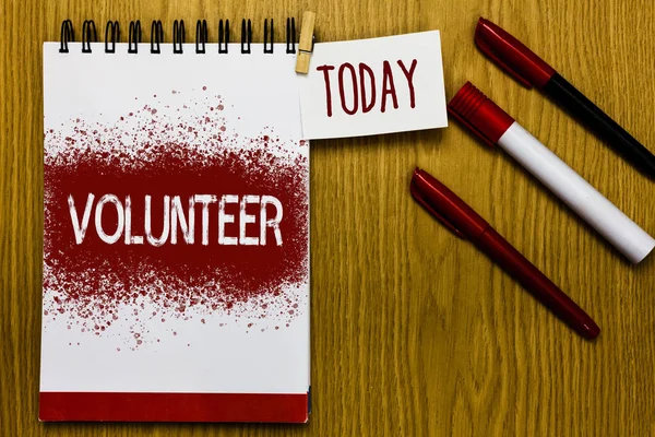 Text Sign Showing Volunteer Conceptual Photo Volunteering Individual Greater Social — Stock Photo, Image