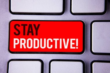 Word metin üretken motivasyonel ara dur yazma. Verimlilik konsantrasyon verimlilik beyaz metin iki kelime kırmızı sekmesini anahtar düğme basın bilgisayar klavye iş için iş kavramı