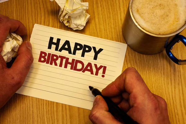 Handskrift Text Skriver Happy Birthday Motiverande Samtal Begrepp Som Betyder — Stockfoto