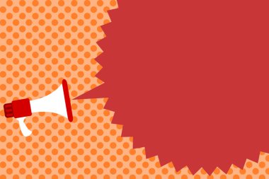 Düz tasarım iş illüstrasyon kavramı dijital pazarlama iş megafon için Web sitesi ve promosyon afiş. Çizgi film insan eli boş sosyal medya kopya alanı metin holding