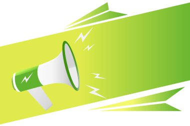 Düz tasarım iş illüstrasyon kavramı dijital pazarlama iş megafon için Web sitesi ve promosyon afiş. Çizgi film insan eli boş sosyal medya kopya alanı metin holding