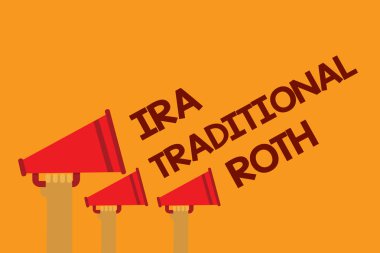 Word metin geleneksel IRA Roth yazma. İş kavramı için her iki durumdaki indirilemeyen vergi ve federal üç satır metin iletileri fikirler birden çok çalar hoparlör simgesi duyuru