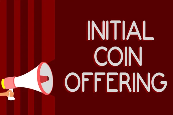 Handwriting Text Initial Coin Offering Concept Meaning Crowdfunding Using Cryptocurrencies — Stock Photo, Image
