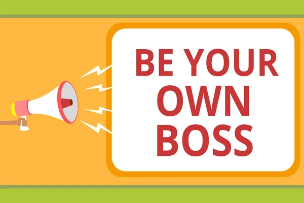 Uwaga Pisanie Wyświetlono Your Own Boss Biznesowe Zdjęcie Prezentujący Przedsiębiorczości — Zdjęcie stockowe