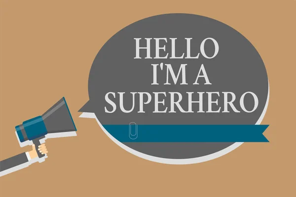 Pisma Tekst Hello Superbohatera Pojęcia Oznacza Wierząc Siebie Pewność Siebie — Zdjęcie stockowe