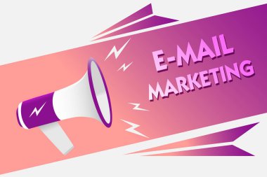 E posta pazarlama gösterilen Not yazma. İş fotoğraf vitrine E-ticaret reklam Online satış haber bültenleri promosyon ses hoparlör iletmek mesajları fikirler üç metin satırları logo türü tasarımı