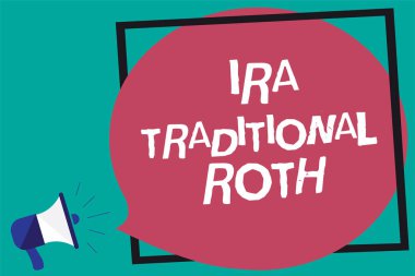 El yazısı metin geleneksel IRA Roth. Vergi indirimine tabi devlet ve federal çerçeveli çok satırlı metin fikirleri ses hoparlör ilan sorunu duyuru anlam kavramı