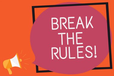 Kavramsal el Break The Rules gösterilen yazma. İş fotoğraf metin değişiklikleri yapın her şeyi farklı isyan Reform hatırlıyorum mesaj genel duyuru düşünmek fikir beyin fırtınası