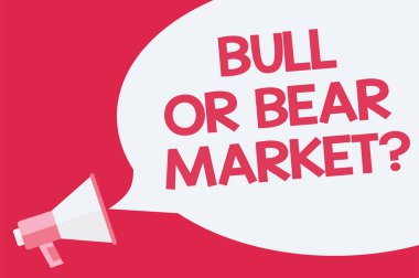 Kavramsal el yazma gösteren boğa veya ayı piyasası soru. Birisi onun pazarlama yöntemi geri çekme hakkında soran vitrine iş fotoğrafı hatırlıyor genel sosyal duyuru hoparlör farkındalık