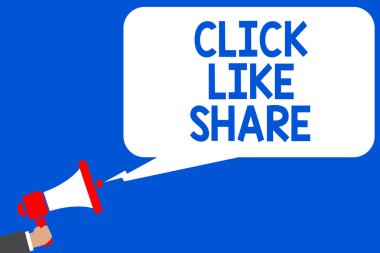 Kelime yazma metin gibi paylaşım'ı tıklatın. İş kavramı Internet Online birden çok satır mavi komut dosyası iletisi ağ medya takip paylaşımı için ilan kamu hoparlör duyuru