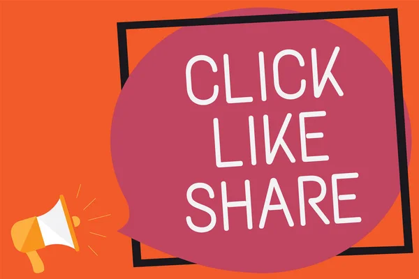 Escrita Mão Conceitual Mostrando Click Share Business Photo Text Compartilhamento — Fotografia de Stock