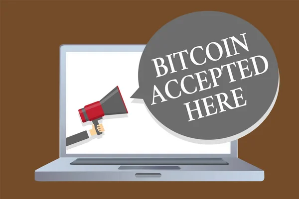 Text Sign Showing Bitcoin Accepted Here Conceptual Photo You Can — Stockfoto
