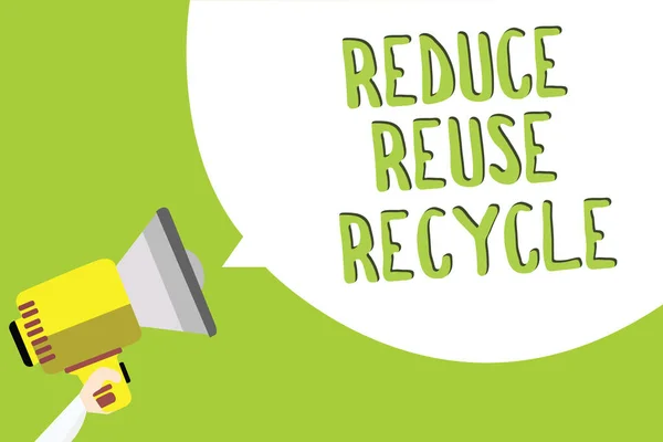 Sinal Texto Mostrando Reduzir Reutilizar Reciclagem Maneiras Fotos Conceituais Podem — Fotografia de Stock