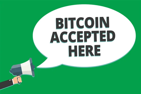 Handwriting Text Bitcoin Accepted Here Concept Meaning You Can Purchase — Stock Photo, Image