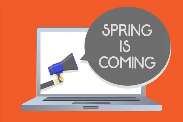 Writing Note Showing Spring Coming Business Photo Showcasing Winter Season — Stock Photo, Image