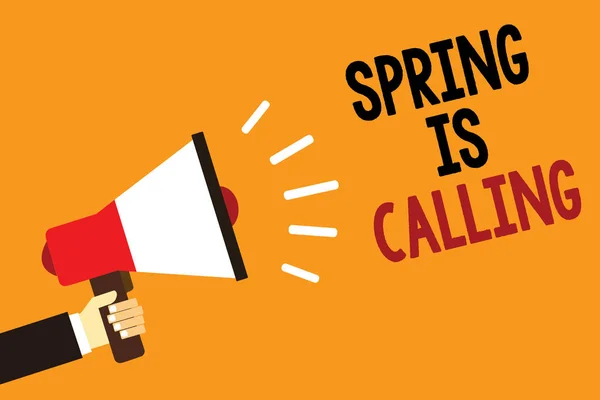 Texto Caligrafia Spring Calling Conceito Significado Tempo Para Flores Marcha — Fotografia de Stock