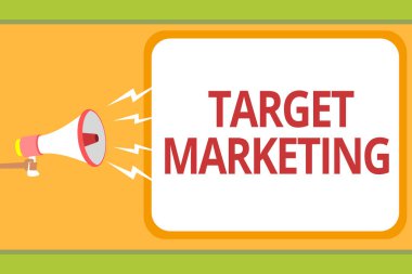 Hedef pazarlama gösterilen Not yazma. Komut dosyası kamu hoparlör duyuru iş fotoğraf vitrine izleyici hedef seçilmiş istemcilerin müşteriler reklam mesajı fikir buluş kutulu