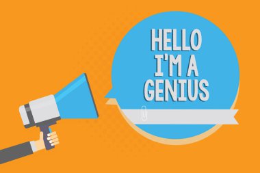 Merhaba gösterilen Not yazma ben bir dahiyim. İş fotoğraf vitrine kendinizi tanıtmak için Ortalama kişi gibi üzerinde başkalarına hoparlör sinyal uyarı duyuru sembol komut dosyası raporlama endişe verici