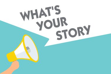 Kavramsal el yazma Your Story ne olduğunu gösteriyor. Biri bana kendisi hakkında paylaşım deneyimi isteyen iş fotoğraf metin sembol endişe hoparlör sinyal göstergesi uyarı duyuru