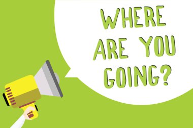 Nereye gösteren metin işareti size gidiş soru vardır. Kavramsal fotoğraf birine çok satırlı metin iletisi fikir için nereye gidiyor teklif iletmek rapor ses hoparlör duyuru