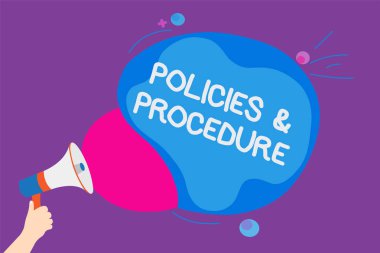 Politika ve prosedür gösterilen Not yazma. İş fotoğraf kurallar listesi vitrine müşteri ve alıcı haklarını fikirler ses hoparlör duyuru bulutlu desen tasarımı Convey iletileri tanımlar