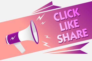 Paylaş'ı tıklatın gibi gösterilen Not yazma. İş fotoğraf vitrine Internet Online ses hoparlör ağ medya takip paylaşımı iletileri üç metin satırları logo türü tasarım fikirlerini ifade